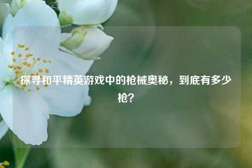 探寻和平精英游戏中的枪械奥秘，到底有多少枪？