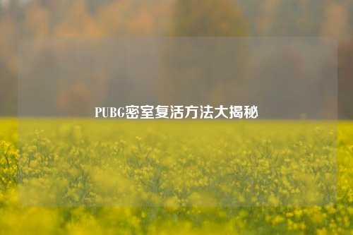 PUBG密室复活方法大揭秘