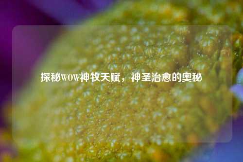 探秘WOW神牧天赋，神圣治愈的奥秘