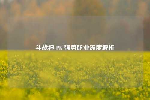 斗战神 PK 强势职业深度解析