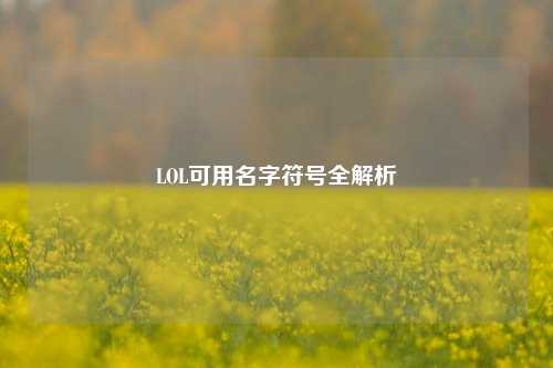 LOL可用名字符号全解析
