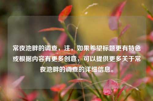 常夜池畔的调查，注，如果希望标题更有特色或根据内容有更多创意，可以提供更多关于常夜池畔的调查的详细信息。