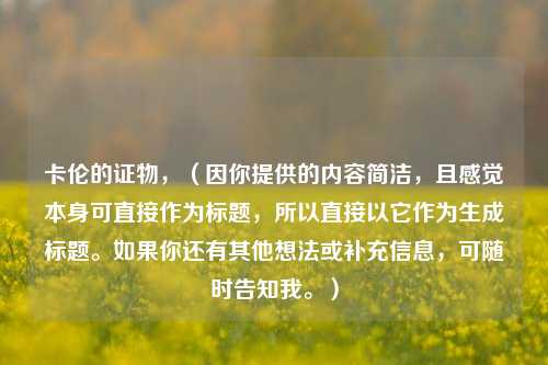 卡伦的证物，（因你提供的内容简洁，且感觉本身可直接作为标题，所以直接以它作为生成标题。如果你还有其他想法或补充信息，可随时告知我。）