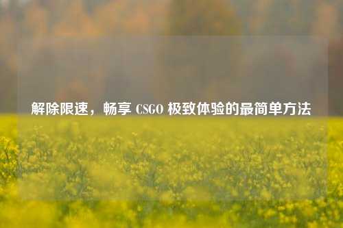 解除限速,畅享 CSGO 极致体验的最简单方法