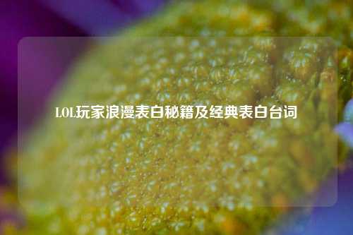 LOL玩家浪漫表白秘籍及经典表白台词