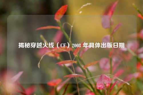 揭秘穿越火线(CF)2008 年具体出版日期