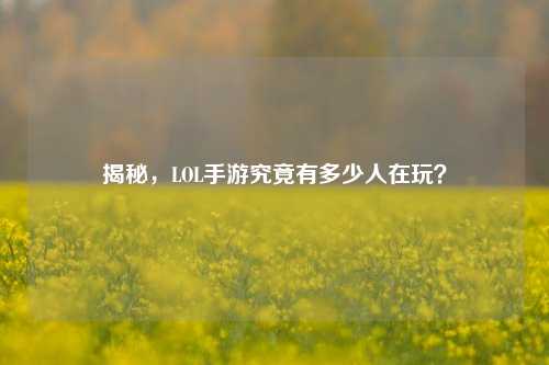 揭秘,LOL手游究竟有多少人在玩?