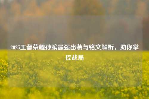 2025王者荣耀孙膑最强出装与铭文解析,助你掌控战局