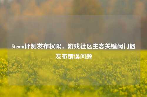 Steam评测发布权限,游戏社区生态关键阀门遇发布错误问题
