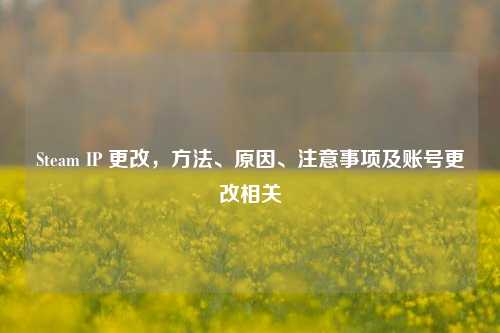 Steam IP 更改，方法、原因、注意事项及账号更改相关