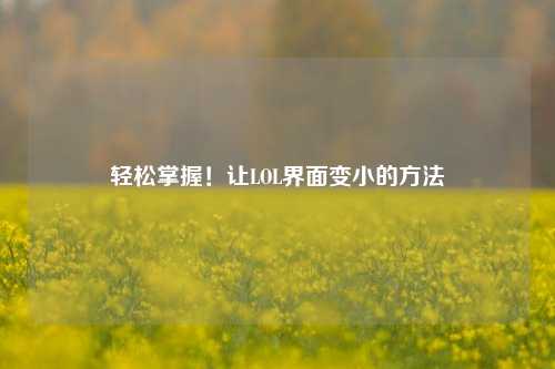 轻松掌握!让LOL界面变小的方法