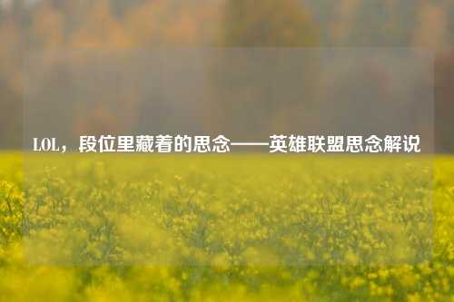 LOL,段位里藏着的思念——英雄联盟思念解说