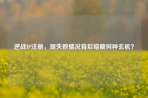 逆战IP注册,现失败情况背后暗藏何种玄机?