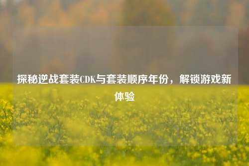 探秘逆战套装CDK与套装顺序年份,解锁游戏新体验