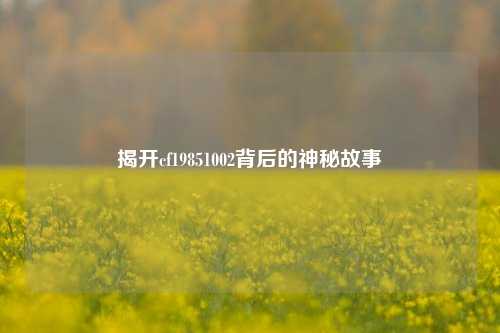揭开cf19851002背后的神秘故事