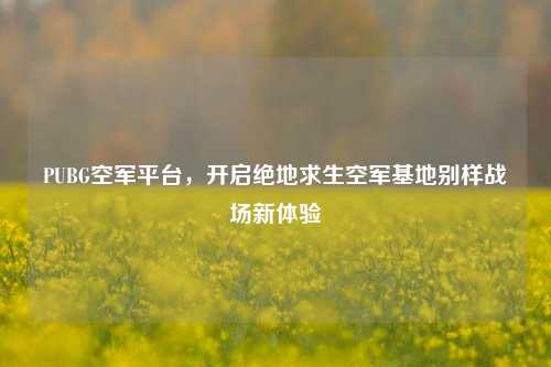 PUBG空军平台，开启绝地求生空军基地别样战场新体验