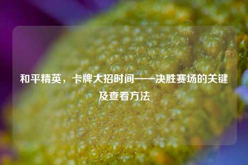 和平精英,卡牌大招时间——决胜赛场的关键及查看方法