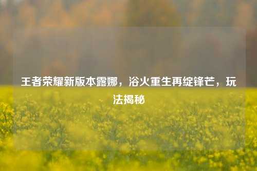 王者荣耀新版本露娜,浴火重生再绽锋芒,玩法揭秘
