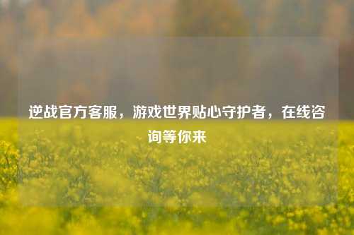 逆战官方客服,游戏世界贴心守护者,在线咨询等你来