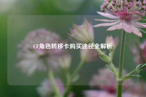 CF角色转移卡购买途径全解析