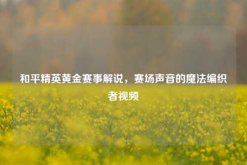 和平精英黄金赛事解说,赛场声音的魔法编织者视频