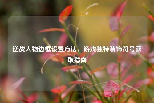 逆战人物边框设置方法，游戏独特装饰符号获取指南