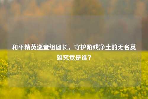 和平精英巡查组团长，守护游戏净土的无名英雄究竟是谁？